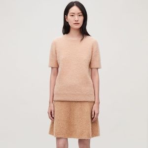 COS Textured Knitted T-Shirt Top Fuzzy Texture XS